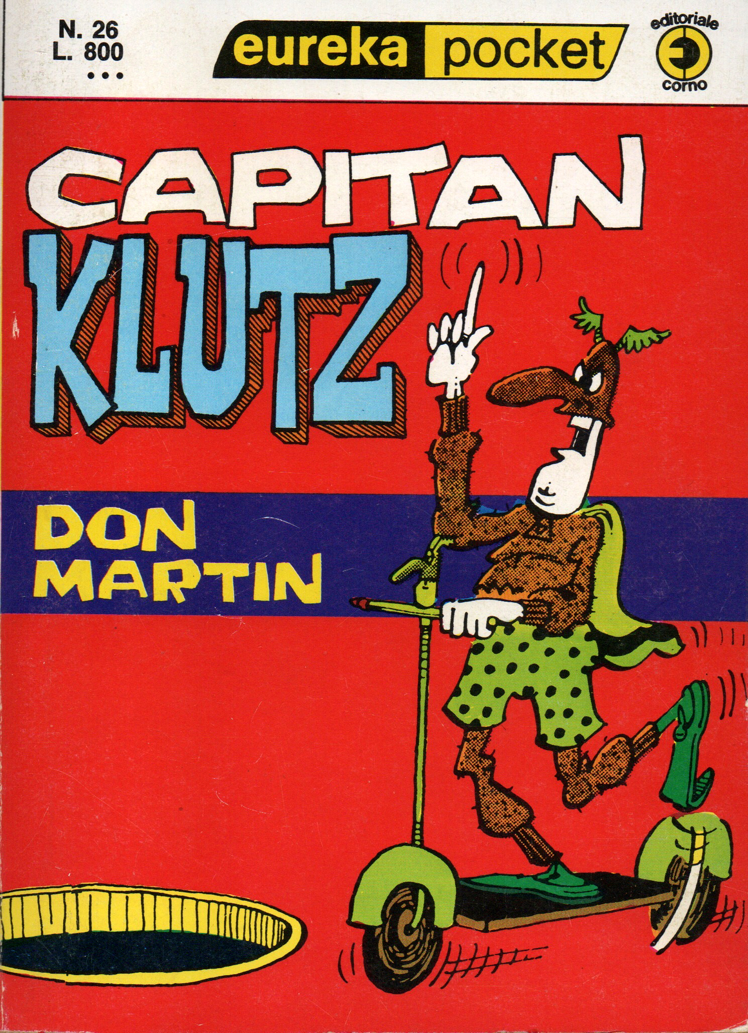 Copertina di Capitan Klutz di Don Martin, Eureka Pocket n. 26, Editoriale Corno, 1975