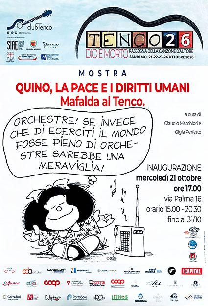 Locandina della mostra dedicata a Quino e Mafalda alla Galleria civica de La Pigna di Sanremo